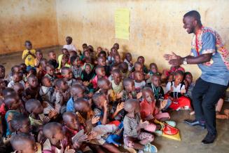 Teaching refugees in  Uganda